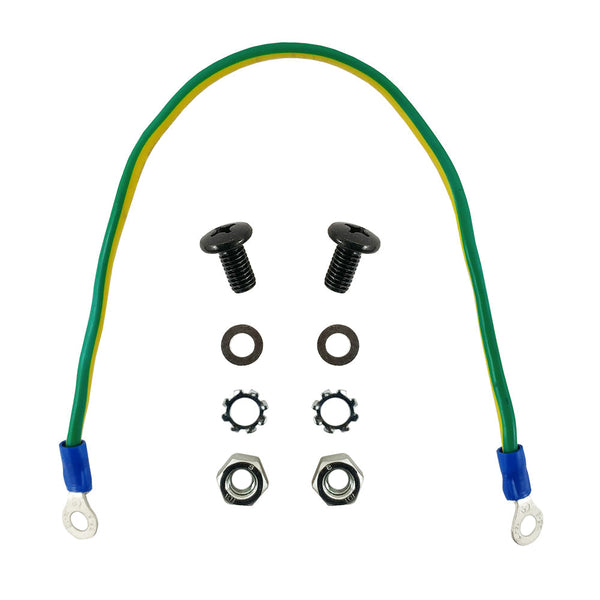 12 inch M6 Grounding Cable and Hardware Kit, 14AWG - Green/Yellow