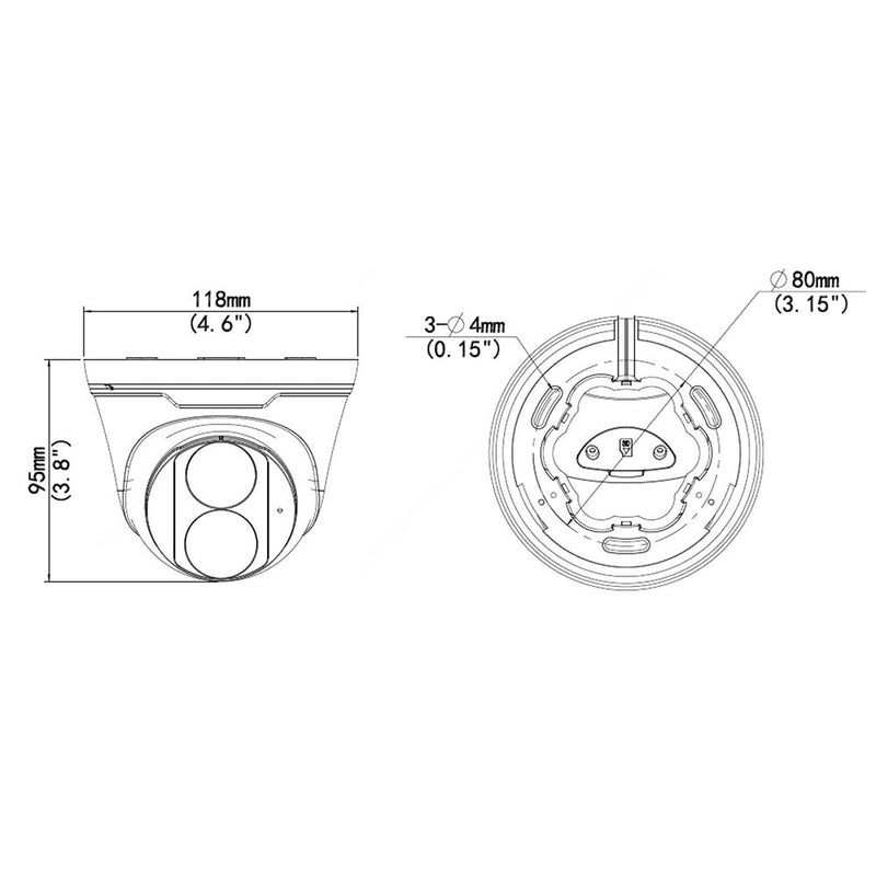 8MP Turret IP Camera Fixed Lens IR Microphone - IP67 Rated