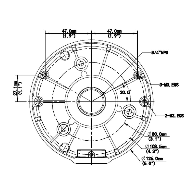 Junction Box Mounting Bracket for IP Turrets and Varifocal Cameras