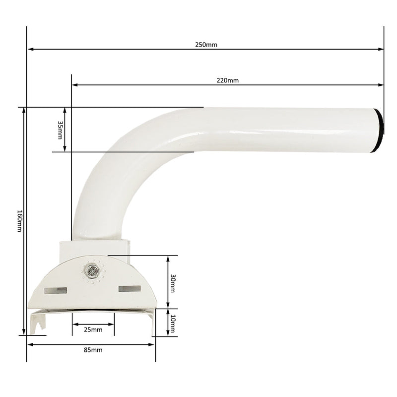 13 inch Wall or Pole Mount J-Pipe - Powder Coat - White