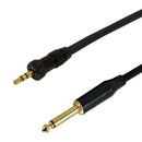Premium Phantom Cables Un-balanced 1/4 Inch TS Male To  3.5mm Locking Male Cable