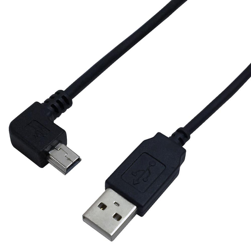 USB 2.0 A Straight Male to Mini-B 5-Pin Right Angle Cable - Black