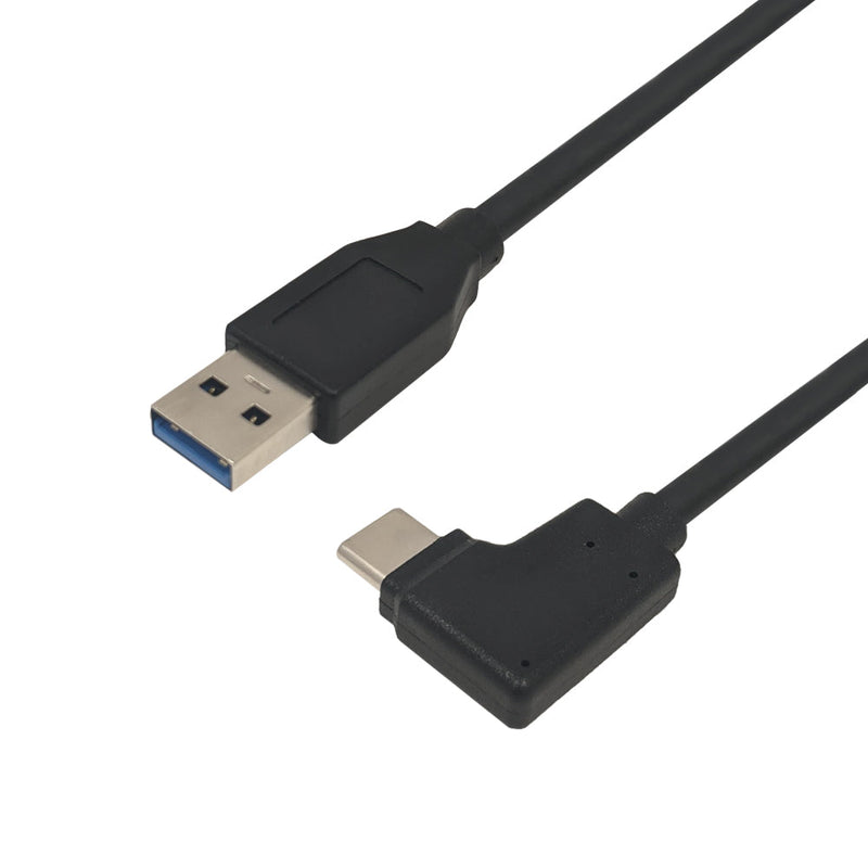 USB 3.1 Type-C Right/Left Angle Cable to A Straight Male - Black