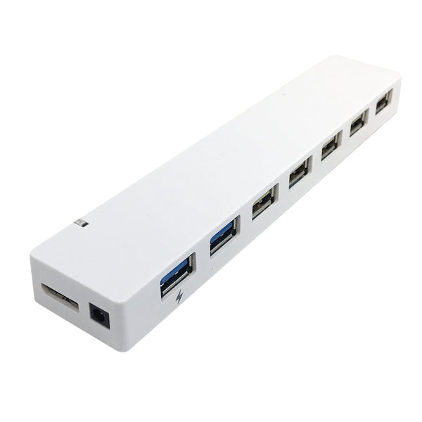 7-Port 3.0 Hub 2x 3.0, 5x USB 2.0 + Charger - White