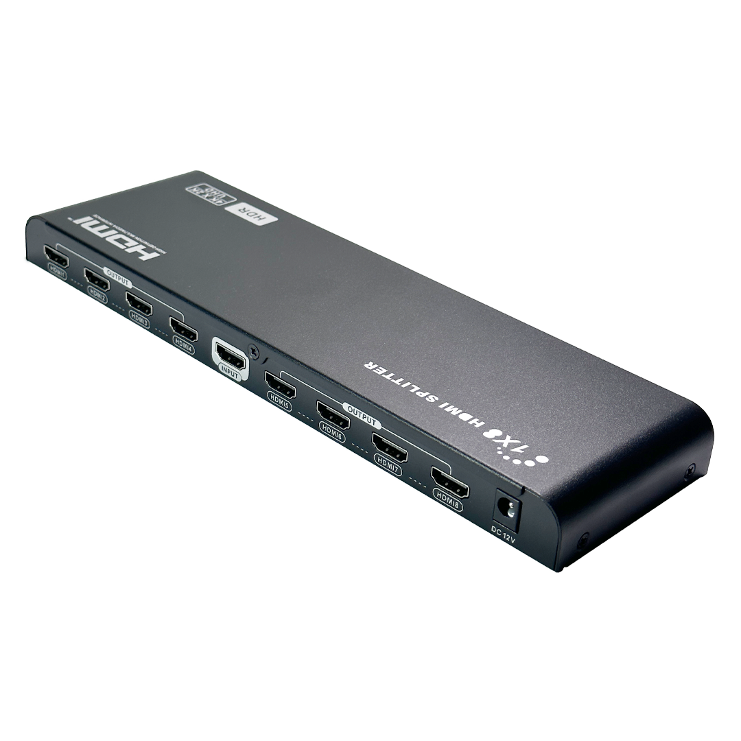 1x8 HDMI Splitter, 4Kx2K@60Hz, EDID, HDCP 2.2, YUV 4:4:4