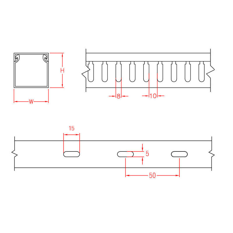 6ft Plastic Wiring Duct with Cover 1x3 - Grey