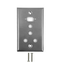 Single Gang, 1 x ICDB Size Cutout, 4 x 3/8 inch Hole Stainless Steel Wall Plate