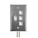 Single Gang, 1 x ICDB Size Cutout, 3 x Keystone Stainless Steel Wall Plate