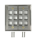 Double Gang, 12 x Keystone Stainless Steel Wall Plate