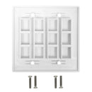 Wall Plate Flush Style, 12-Port Keystone Double Gang - White