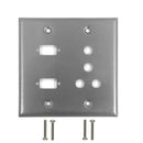 Double Gang, 2 x ICDB Size Cutout, 4 x 3/8 inch Hole Stainless Steel Wall Plate