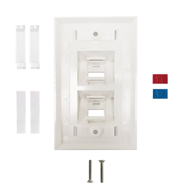 Wall Plate, 2-Port Angled Keystone - White