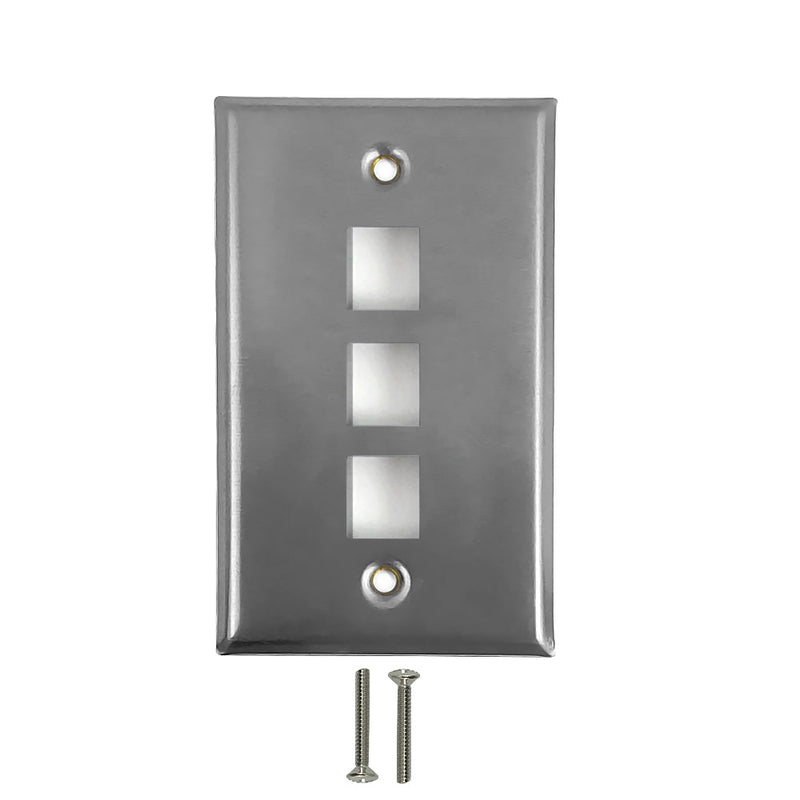 3-Port Keystone Stainless Steel Wall Plate