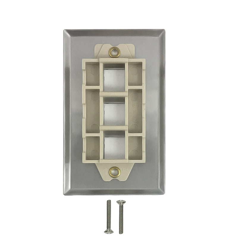 3-Port Keystone Stainless Steel Wall Plate