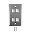 Single Gang, 4 x Keystone Stainless Steel Wall Plate