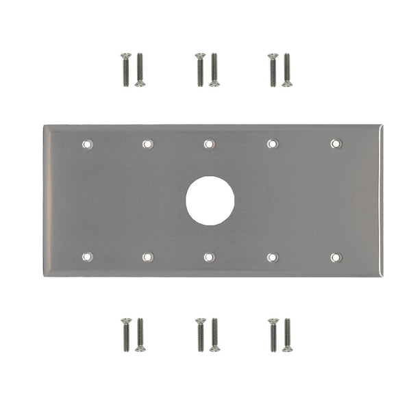 Five Gang, 1 x 34.8mm Hole Stainless Steel Wall Plate