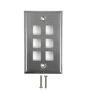 Single Gang, 6 x Keystone Stainless Steel Wall Plate