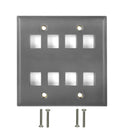 Double Gang, 8 x Keystone Stainless Steel Wall Plate