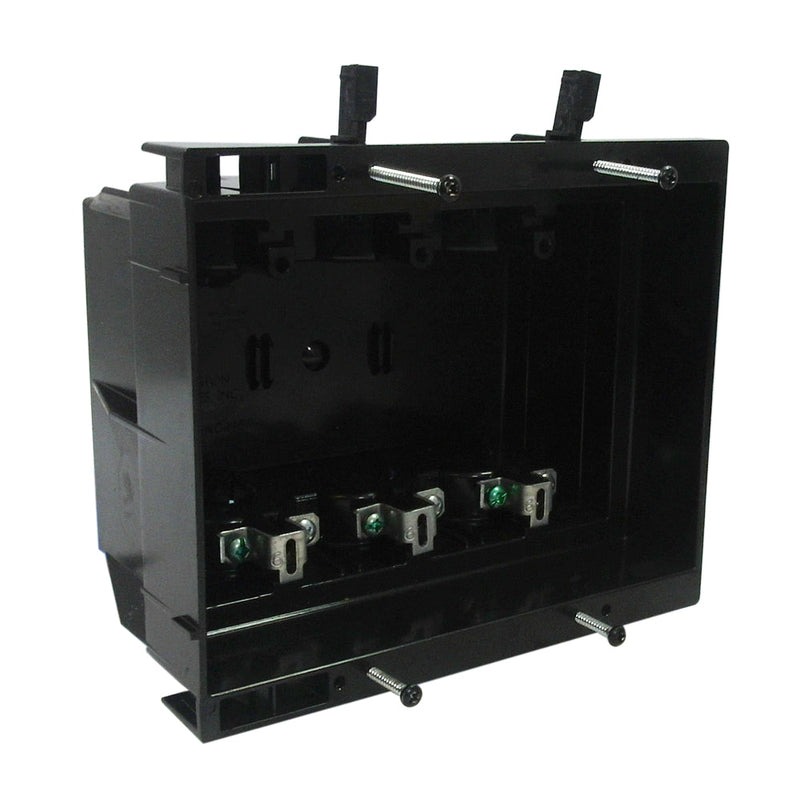 Recessed Box, Triple Gang Enclosed Back for A/V or Power - Black