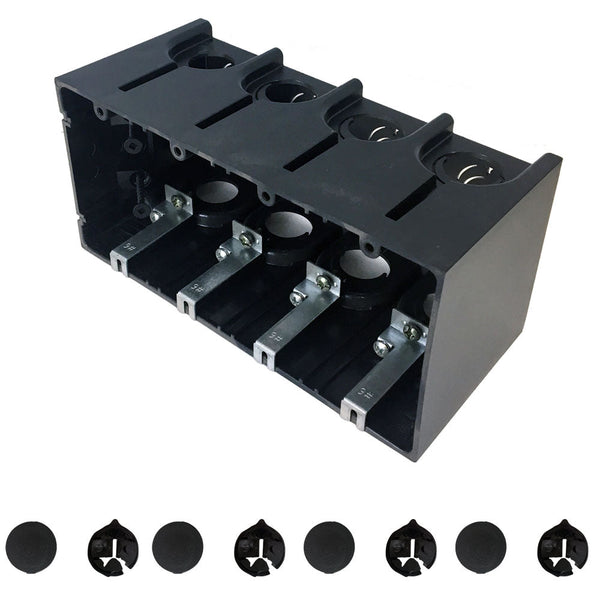 Outlet Box, Four Gang - Power or Low Voltage, New / Existing Construction