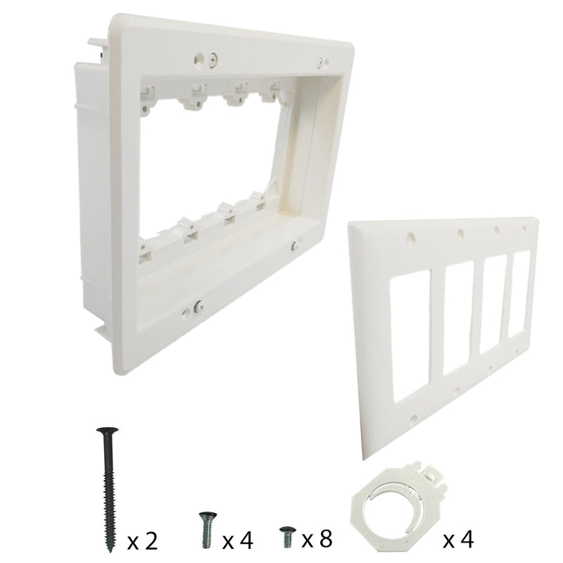 Recessed Drywall Clip - Plastic, Four Gang, Pre/Post Construction