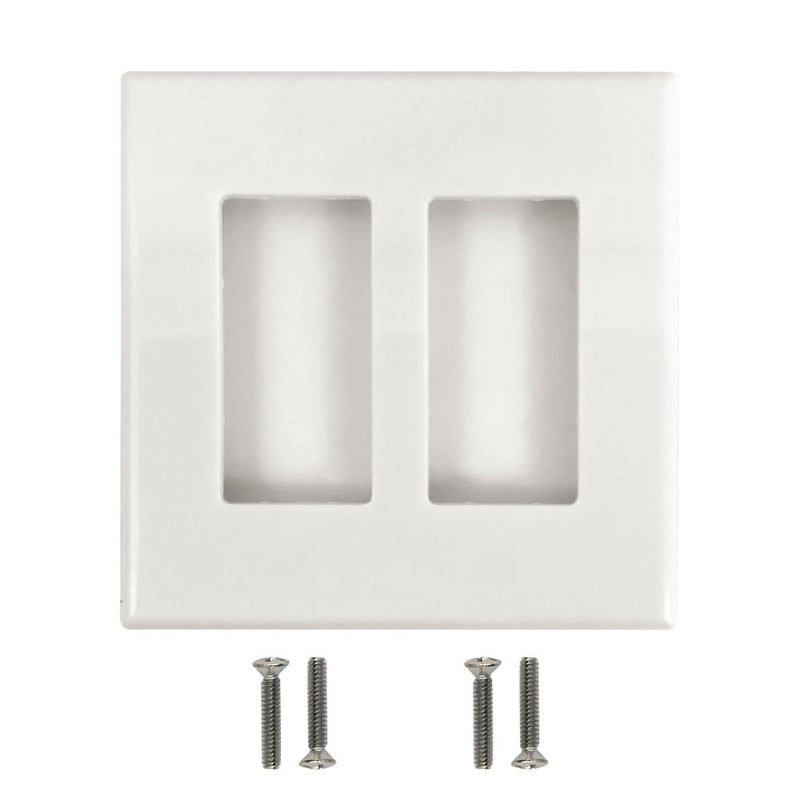 Decora Double Gang Screw-Less Wall Plate - White