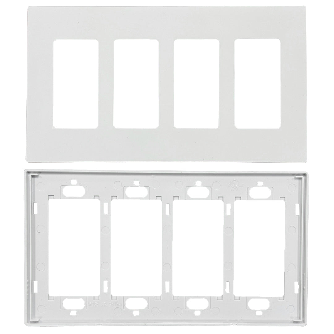Decora Screw-Less Wall Plate- Quad Gang - White