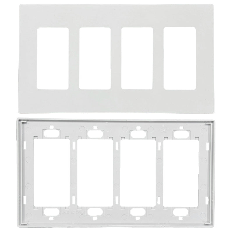 Decora Screw-Less Wall Plate- Quad Gang - White