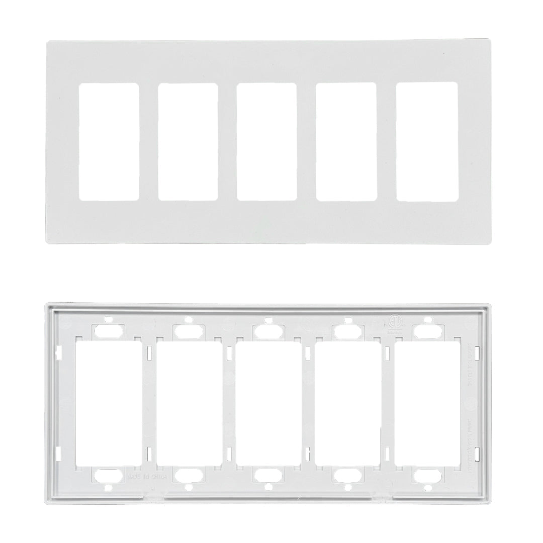 Decora Screw-Less Wall Plate- Five Gang - White