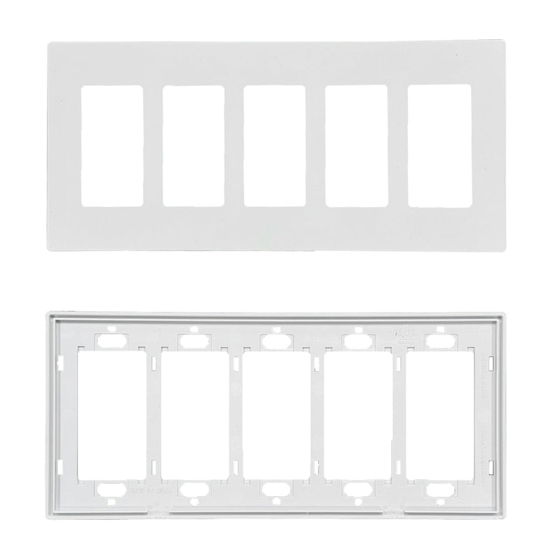 Decora Screw-Less Wall Plate- Five Gang - White