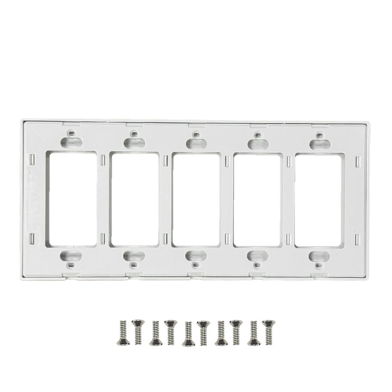 Decora Screw-Less Wall Plate- Five Gang - White