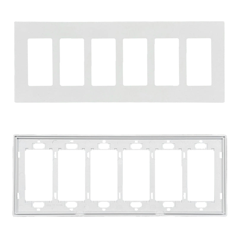 Decora Screw-Less Wall Plate- Six Gang - White