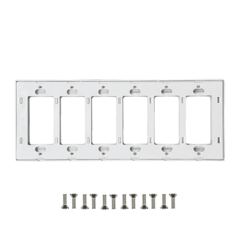 Decora Screw-Less Wall Plate- Six Gang - White