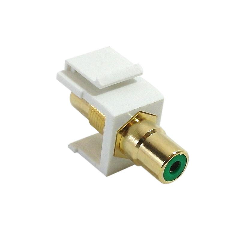 RCA Female/Female Keystone Wall Plate Insert White, Gold Plated - Green