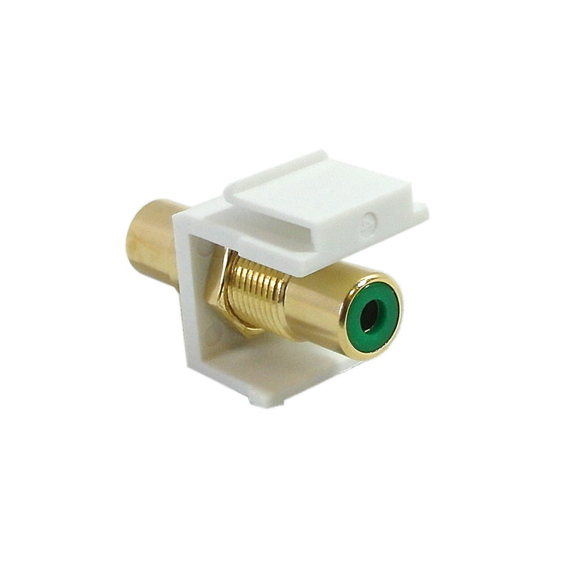 RCA Female/Female Keystone Wall Plate Insert White, Gold Plated - Green