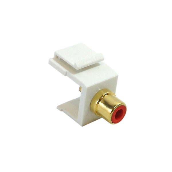 RCA Solder to Female Keystone Wall Plate Insert White, Gold Plated - Red