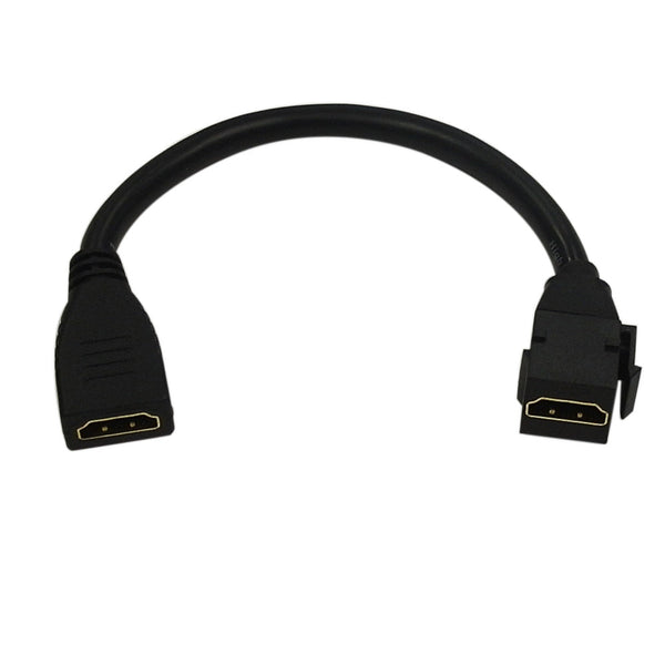 6 inch HDMI to Female Keystone Wall Plate Insert - Black