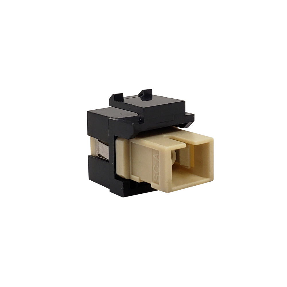 SC/SC Keystone Wall Plate Insert Black - Multimode 62.5u Simplex - Beige