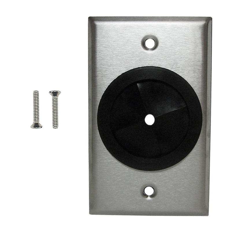 Cable Pass-through Wall Plate, Single Gang - Stainless Steel
