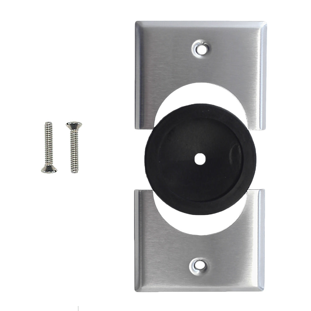 Cable Pass-through Wall Plate, Removable Bottom, Single Gang - Stainless Steel - Split