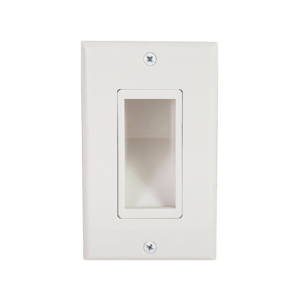 Cable Pass-Through Plate with built-in Wall Clip Single Gang - White