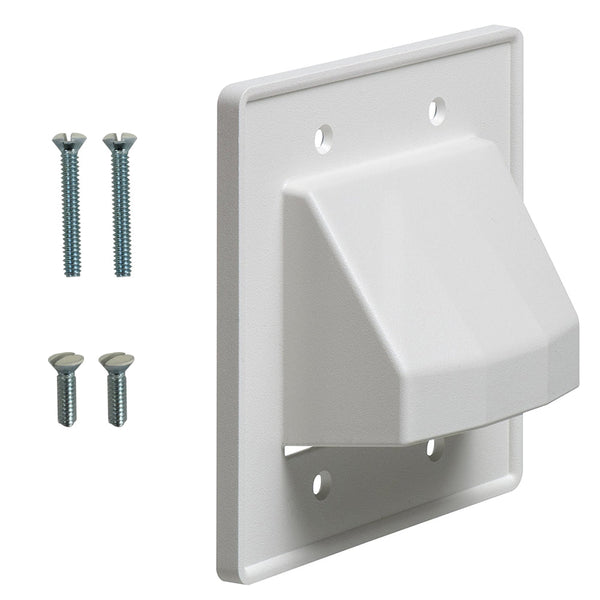 Cable Pass-through Wall Plate, Double Gang Reversible - White