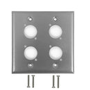 Double Gang, 4 x D-Cut Stainless Steel Wall Plate