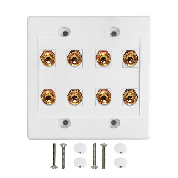 4 Pair Banana Clip Wall Plate Kit - White