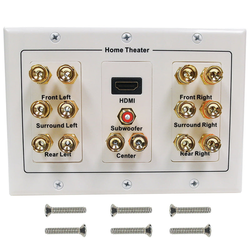 7.1 Surround Sound + HDMI Wall Plate Kit, Decora - White