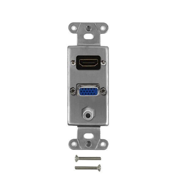 Stainless steel decora strap - HDMI, VGA, 1x 3.5mm