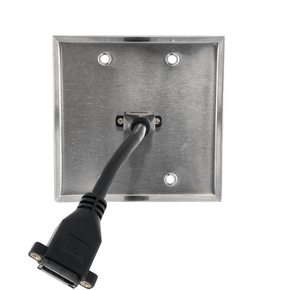 DisplayPort Double Gang Wall Plate Kit - Stainless Steel