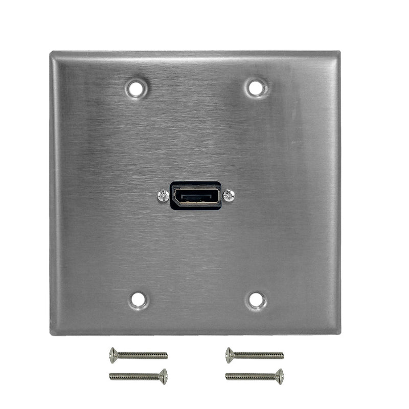DisplayPort Double Gang Wall Plate Kit - Stainless Steel