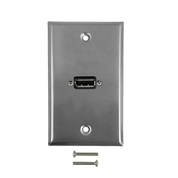 1-Port DisplayPort Wall Plate Kit - Stainless Steel