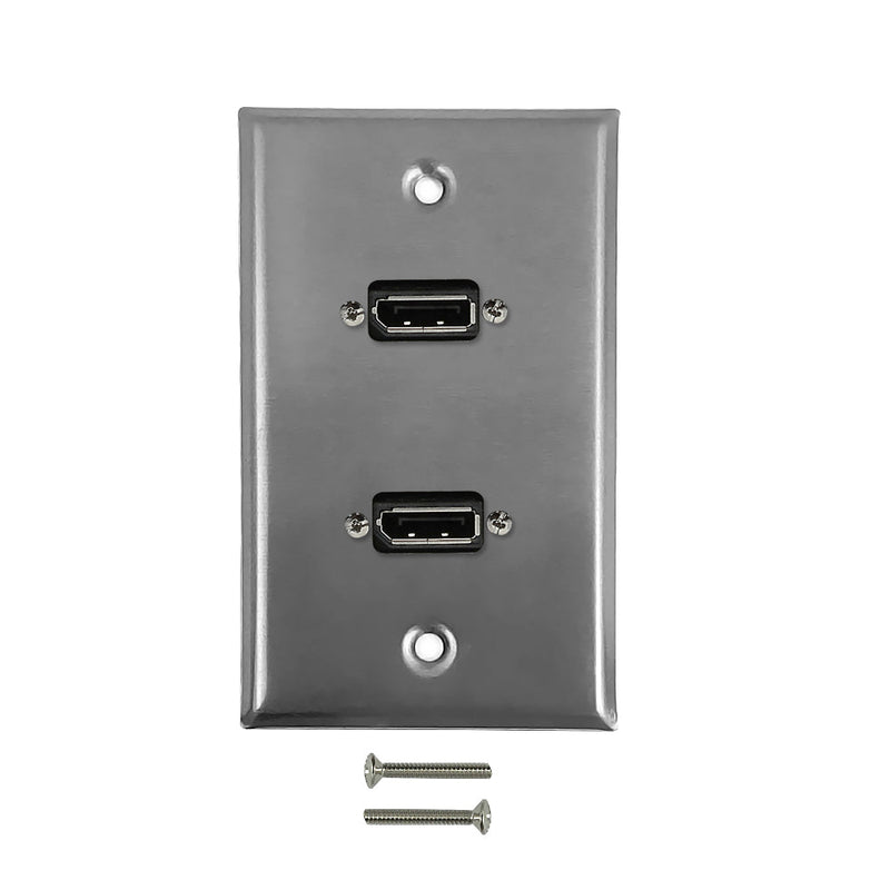 2-Port DisplayPort Wall Plate Kit - Stainless Steel